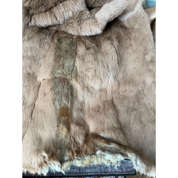 Vintage Mademoiselle full length light brown rabbit fur coat. Size L (W). - Picture 13 of 13